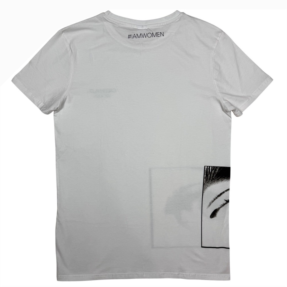 Calvin Klein Women Graphic Eye Logo T-Shirt White Short Sleeve Crewneck Tee, Med - Picture 2 of 8